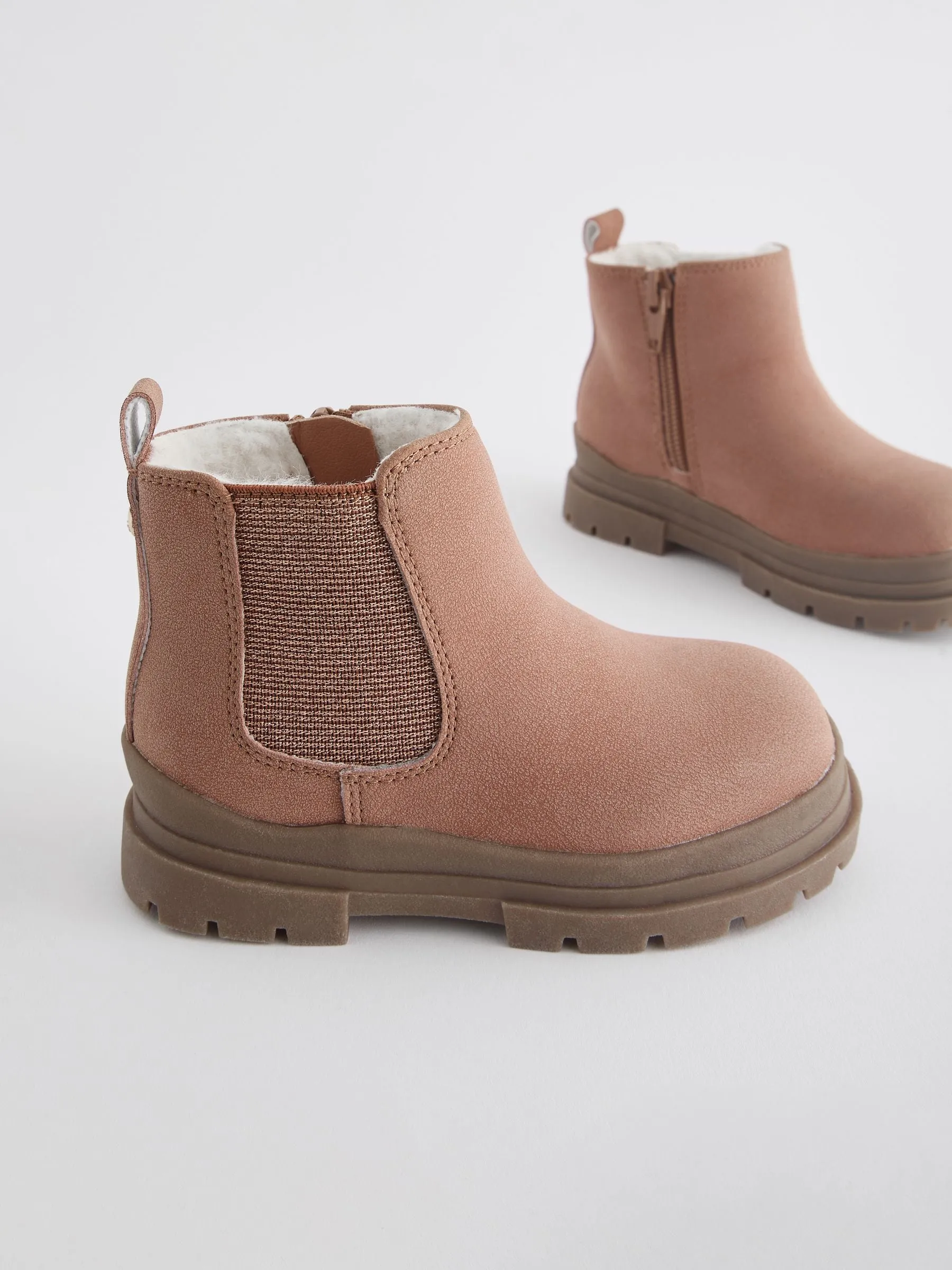 Pink Tan Chelsea Chunky Ankle Boots