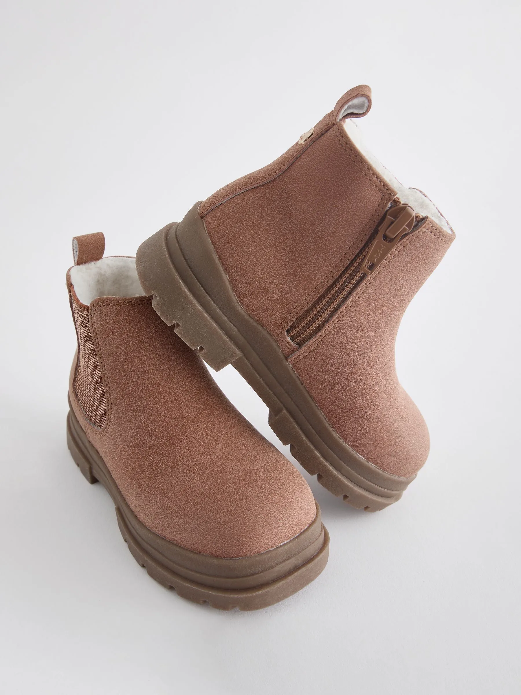 Pink Tan Chelsea Chunky Ankle Boots