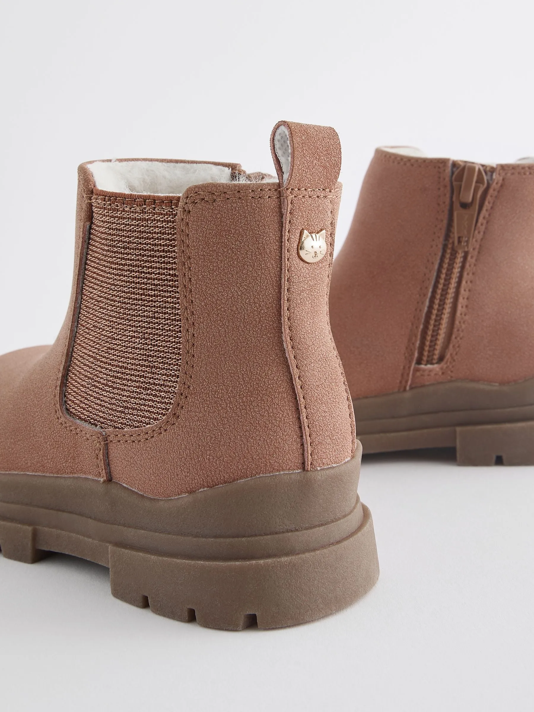 Pink Tan Chelsea Chunky Ankle Boots