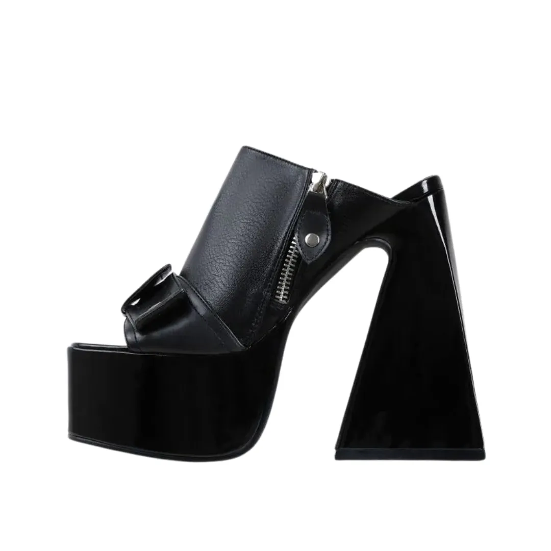 Pre Order:  Square Open Toe Thick High Heel Sandals