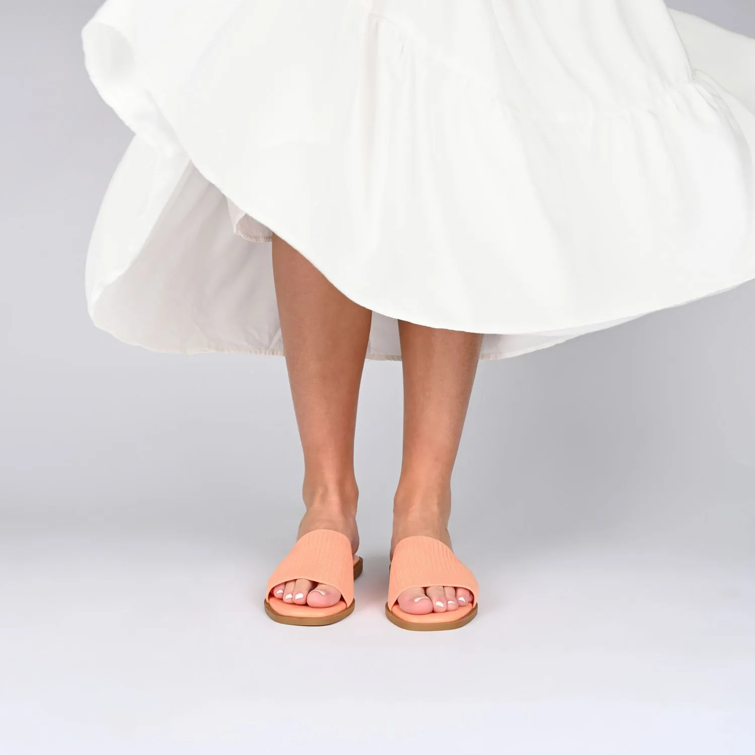 PRISILLA SLIDE SANDALS IN KNIT FABRIC IN WIDE
