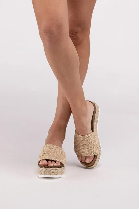 Process -  Single Band Espadrille Platform Slide Sandals