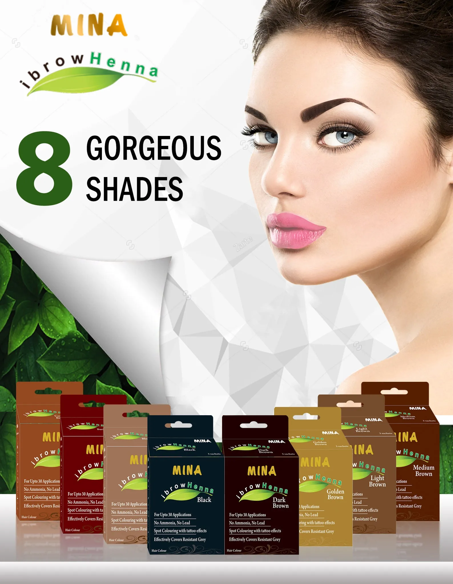 Professional Henna Brow Kit - For Brow Artists & Trainers - (Set of 8 Natural Cool And Warm Shades)