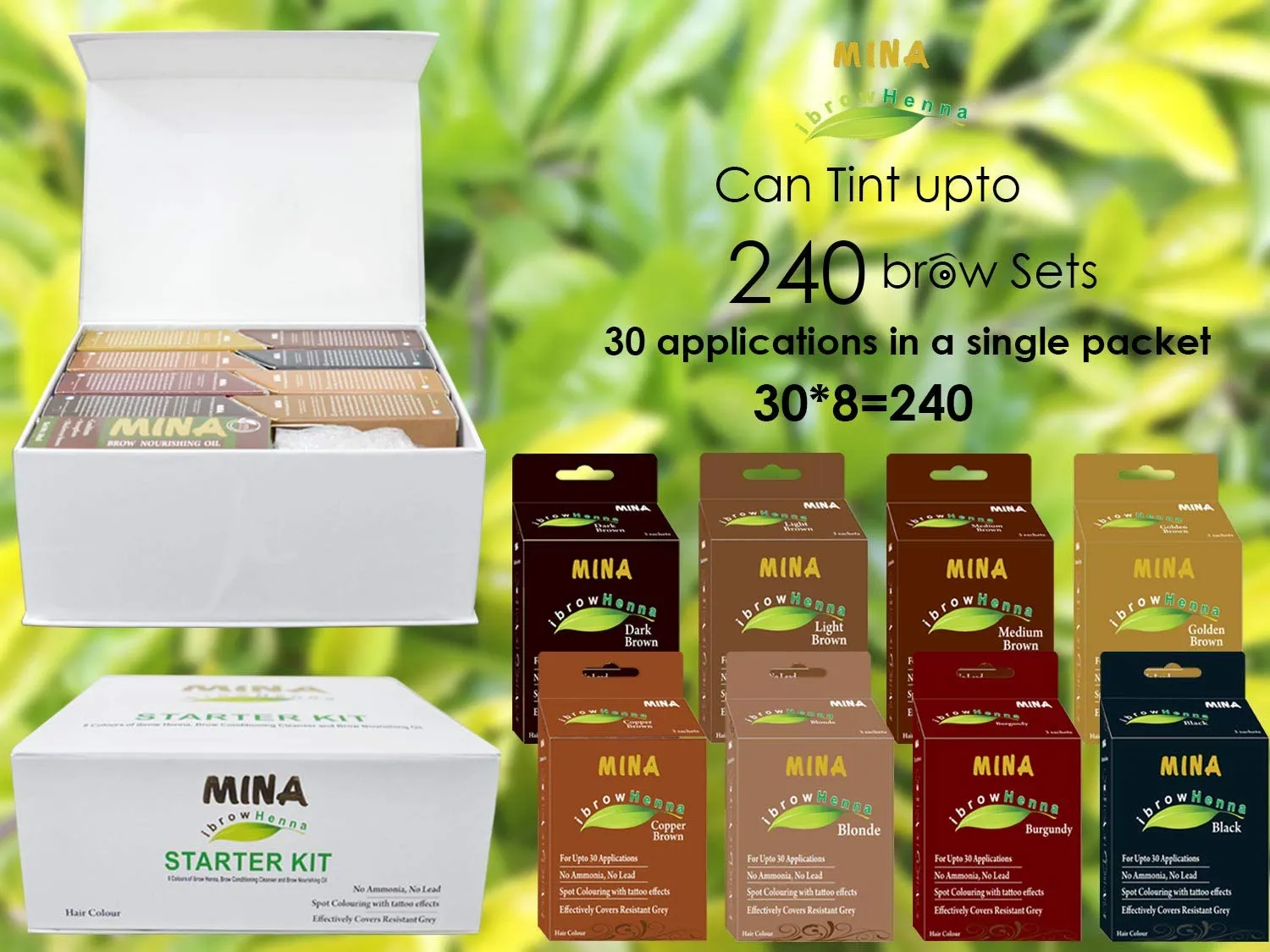 Professional Henna Brow Kit - For Brow Artists & Trainers - (Set of 8 Natural Cool And Warm Shades)