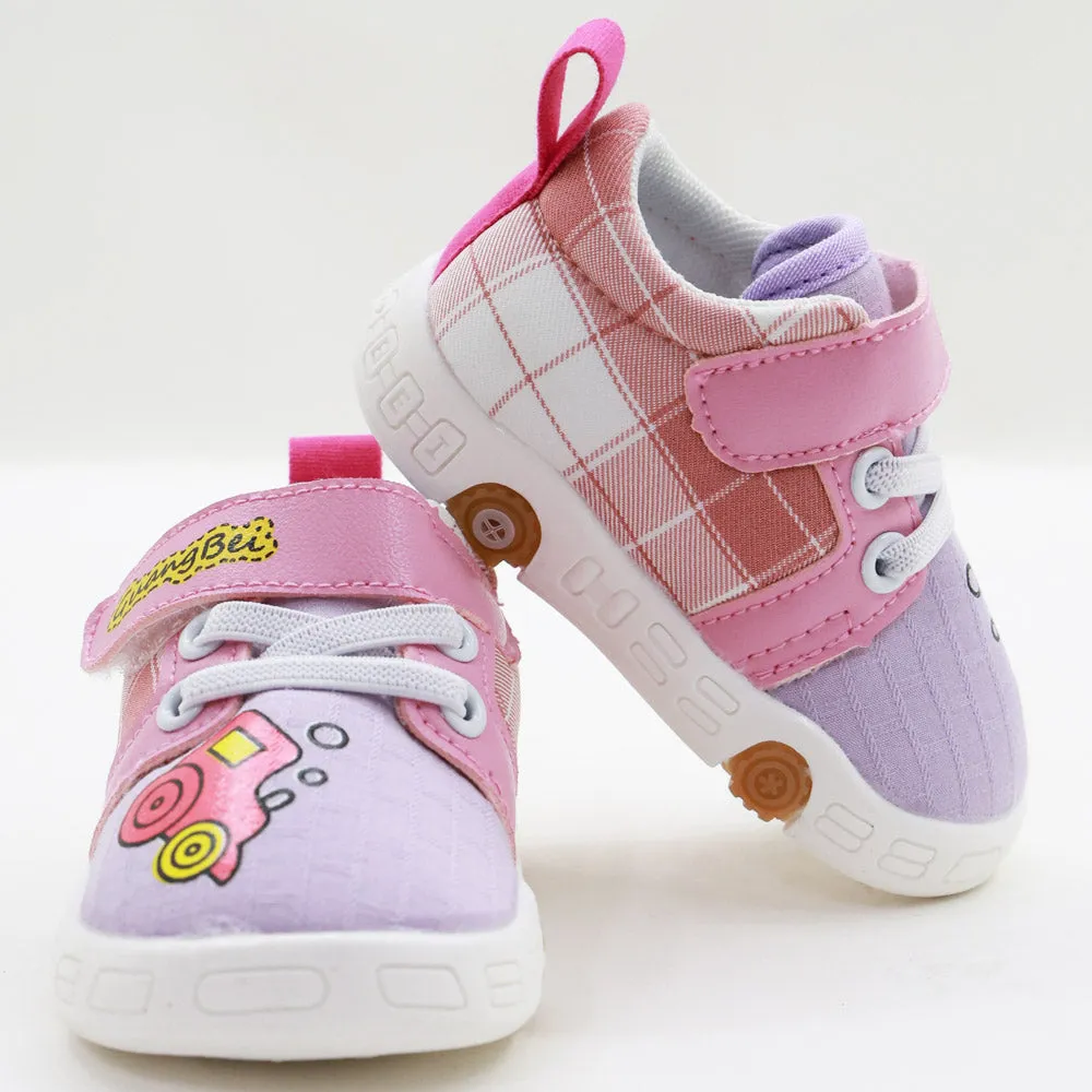 Purple Checked Velcro Closure Chu Chu Music Shoes