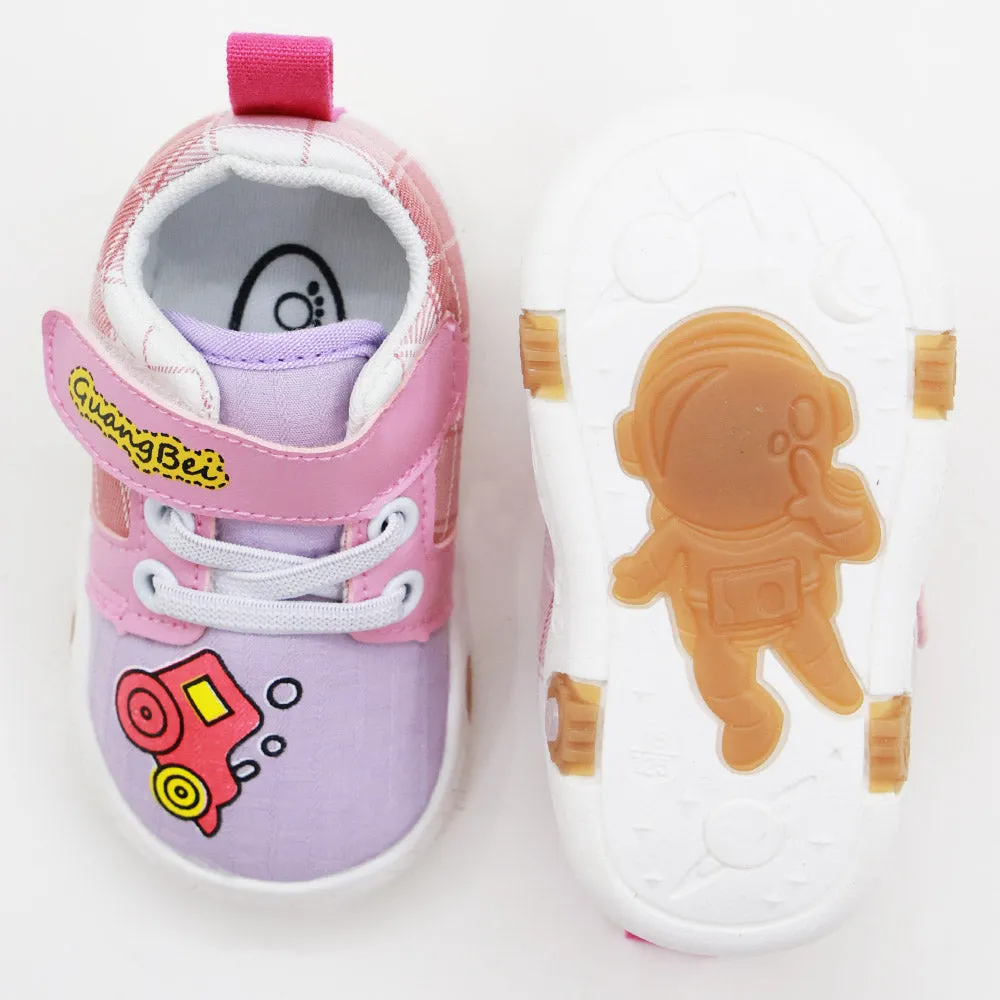 Purple Checked Velcro Closure Chu Chu Music Shoes