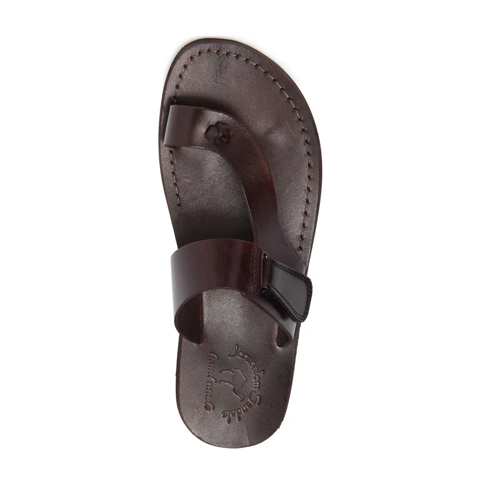 Rafael - Leather Velcro Strap Sandal | Brown