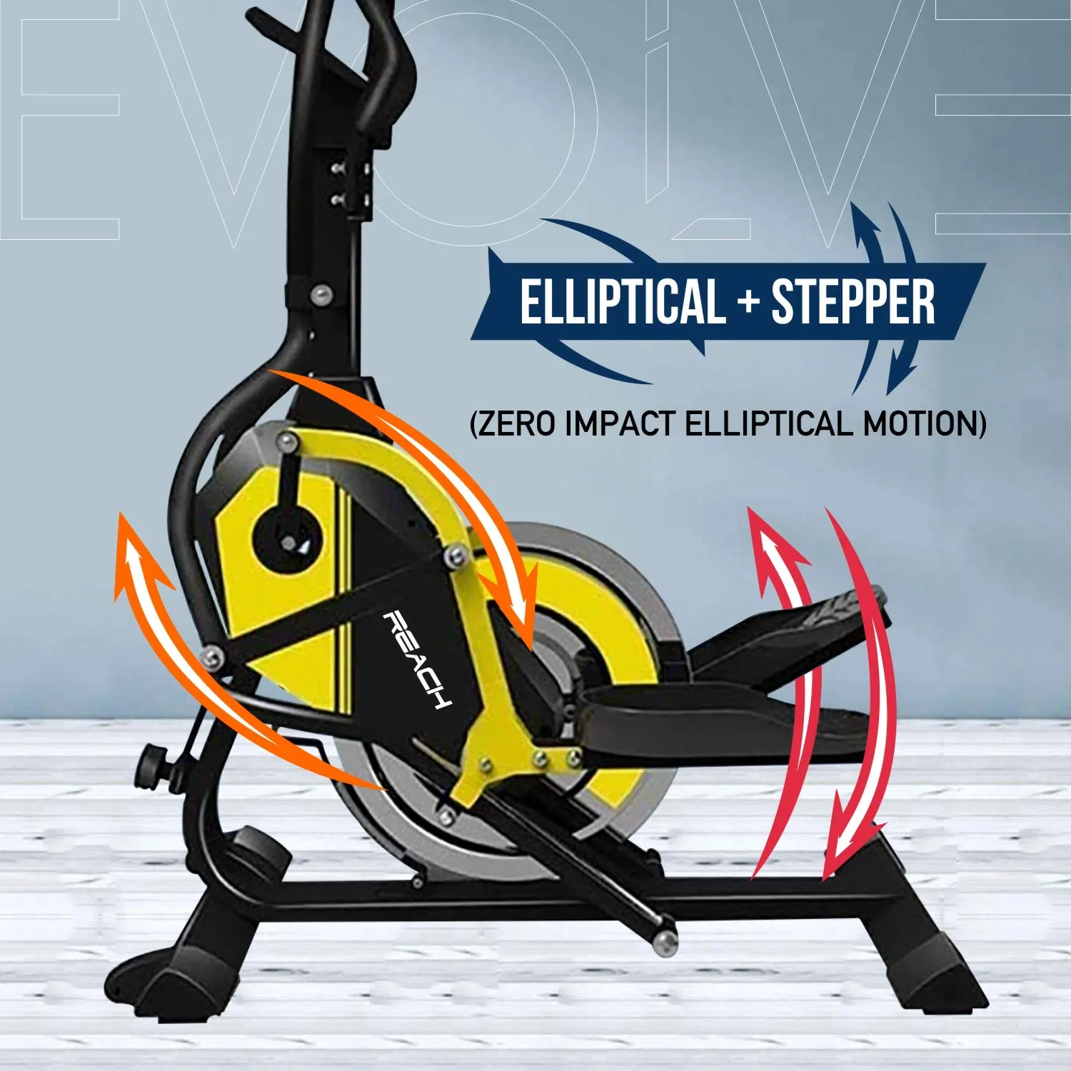 Reach Evolve Elliptical Climber Cross Trainer   Stepper - Exercise Fitness Equipment for Home Gym Yellow