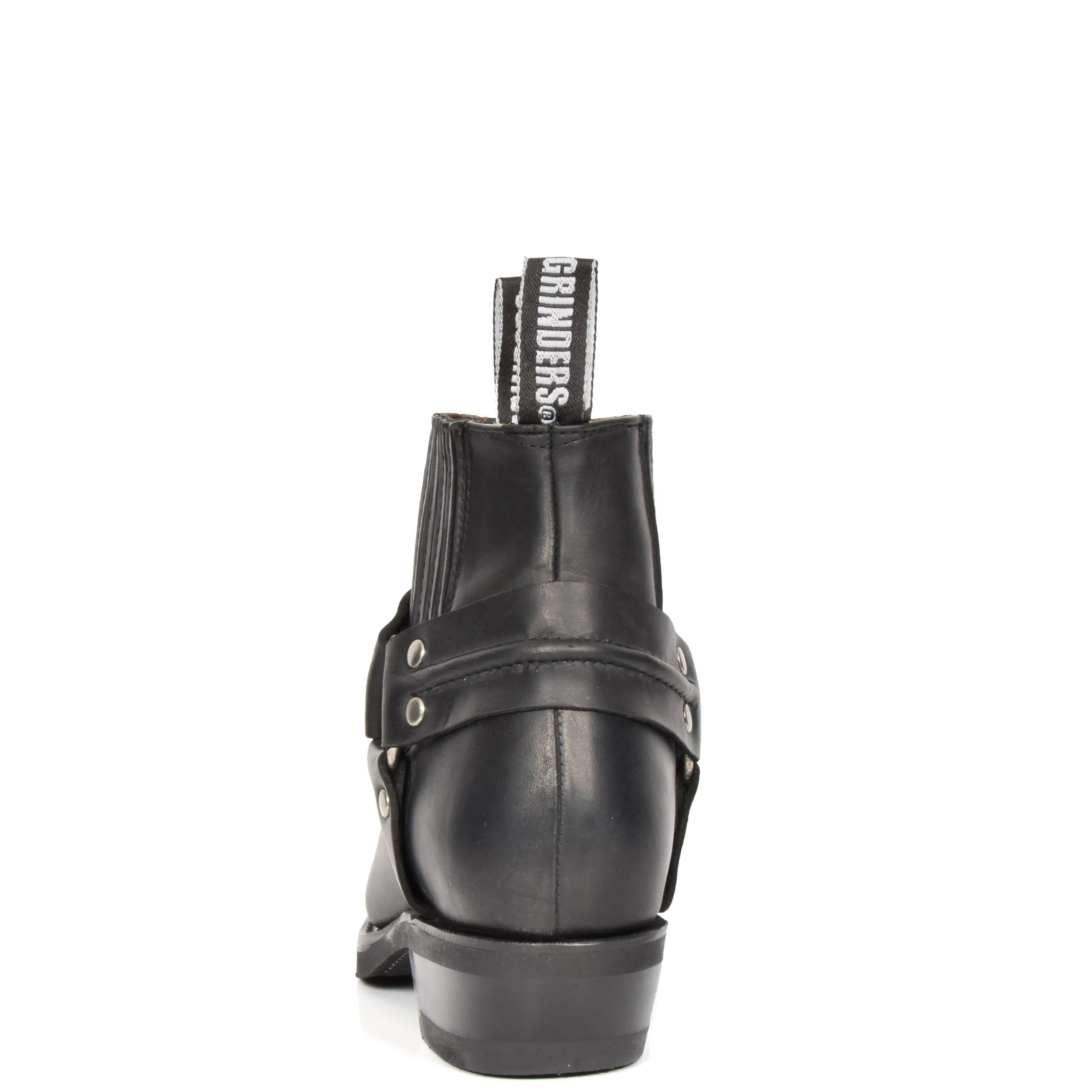 Real Leather Square Toe Cowboy Ankle Boots AR70 Black
