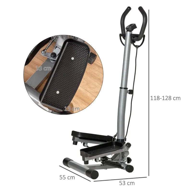 Silver and Black Adjustable Twist Stepper with LCD Screen
