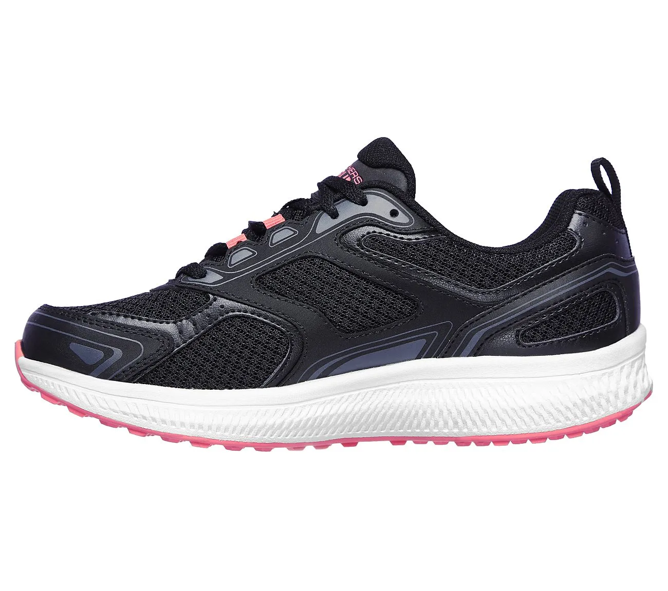 Skechers 128075/BKPK Black Womens Casual Comfort Lace Up Trainers