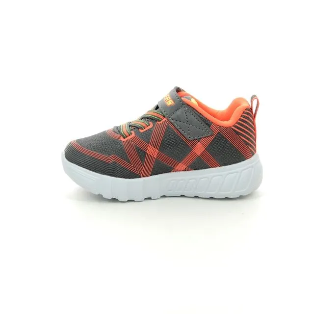 Skechers Kids S-Lights Flex Glow Trainers - Charcoal / Orange