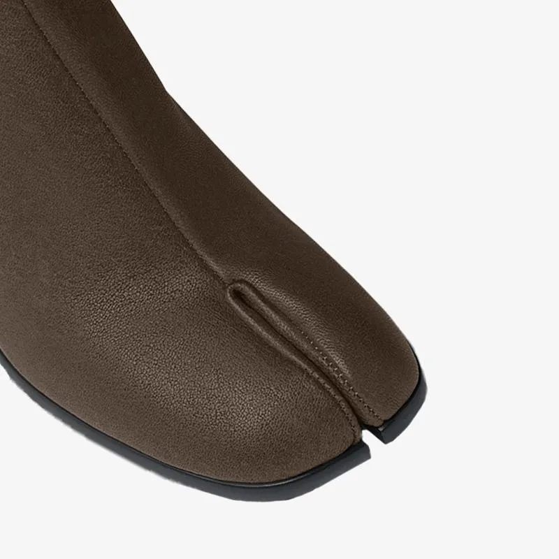 Split-Toe Calf Leather Ankle Boots