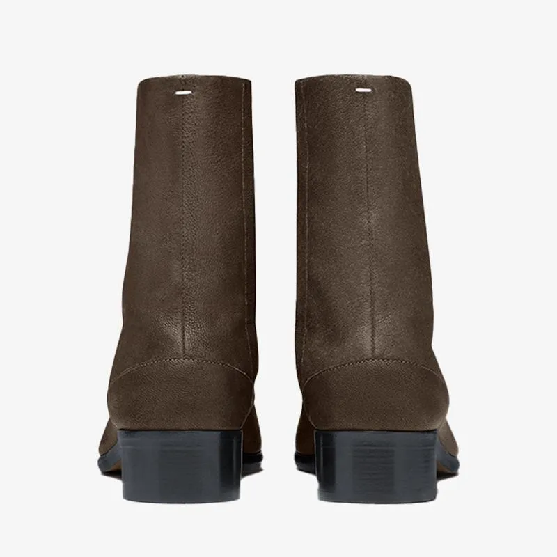 Split-Toe Calf Leather Ankle Boots