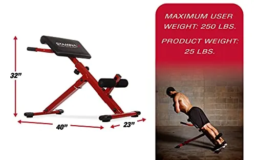 Stamina X Hyper Bench - Smart Workout App, No Subscription Required - Hyperextension and Core Strengthening Station