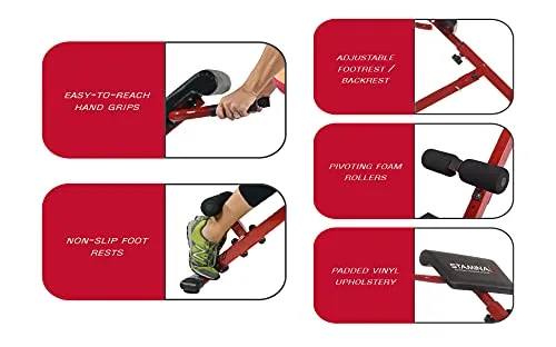 Stamina X Hyper Bench - Smart Workout App, No Subscription Required - Hyperextension and Core Strengthening Station