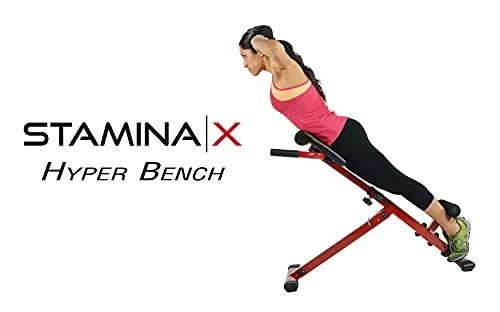 Stamina X Hyper Bench - Smart Workout App, No Subscription Required - Hyperextension and Core Strengthening Station