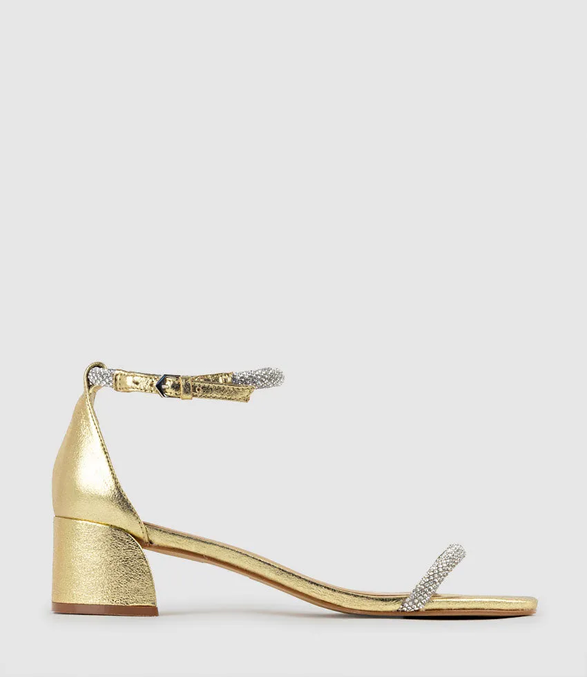 STELLAR50 Crystal Strappy Sandal in Gold
