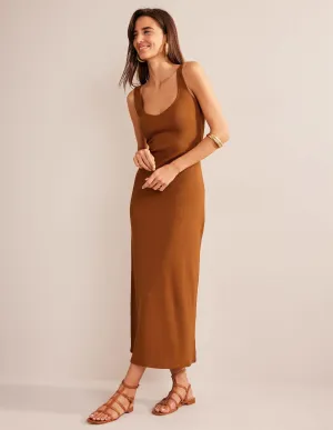 Strappy Rib Jersey Maxi Dress-Pumpkin