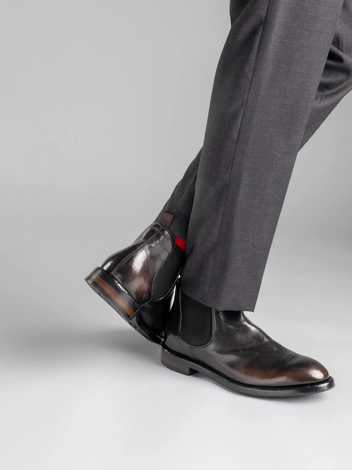 TEMPLE 008 - Dark Brown Leather Chelsea Boots