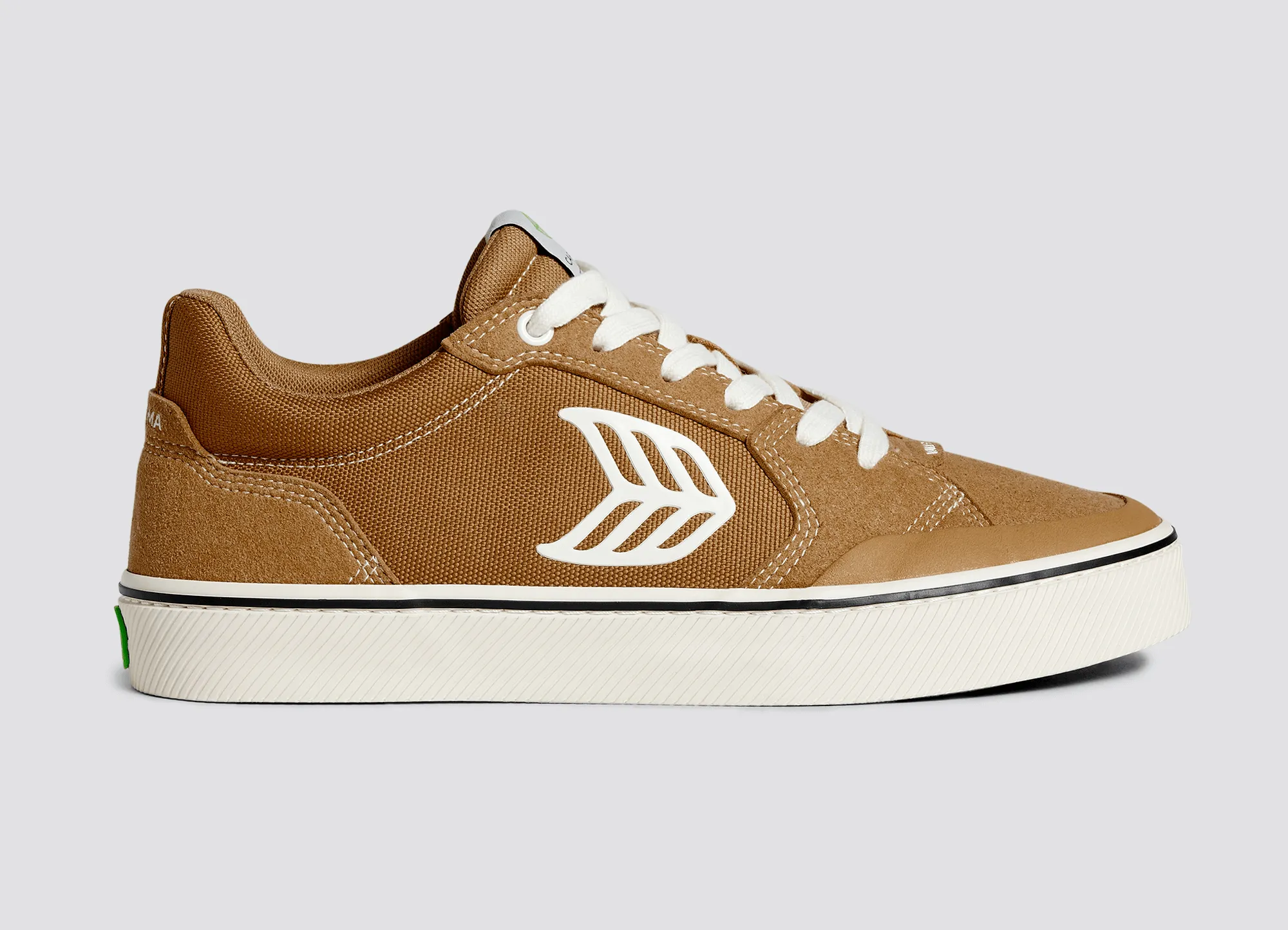 VALLELY Skate Camel Suede and Cordura Ivory Logo Sneaker Men