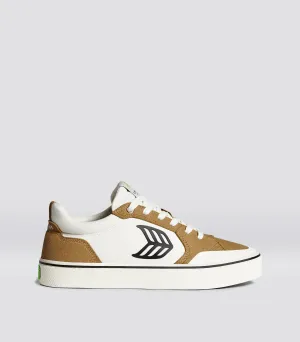 VALLELY Skate Camel Suede Vintage White Cordura Black Logo Sneaker Women