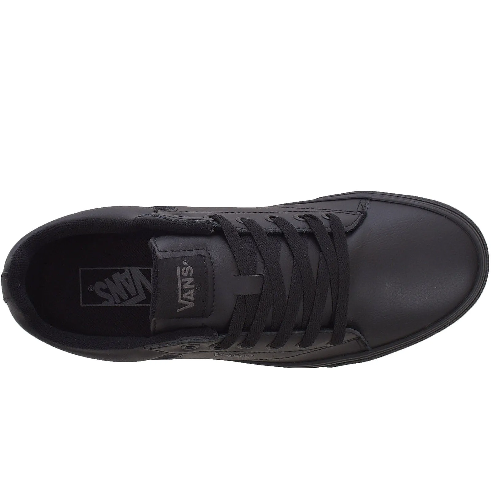 Vans Mens Seldan Tumbled Leather Trainers - Black