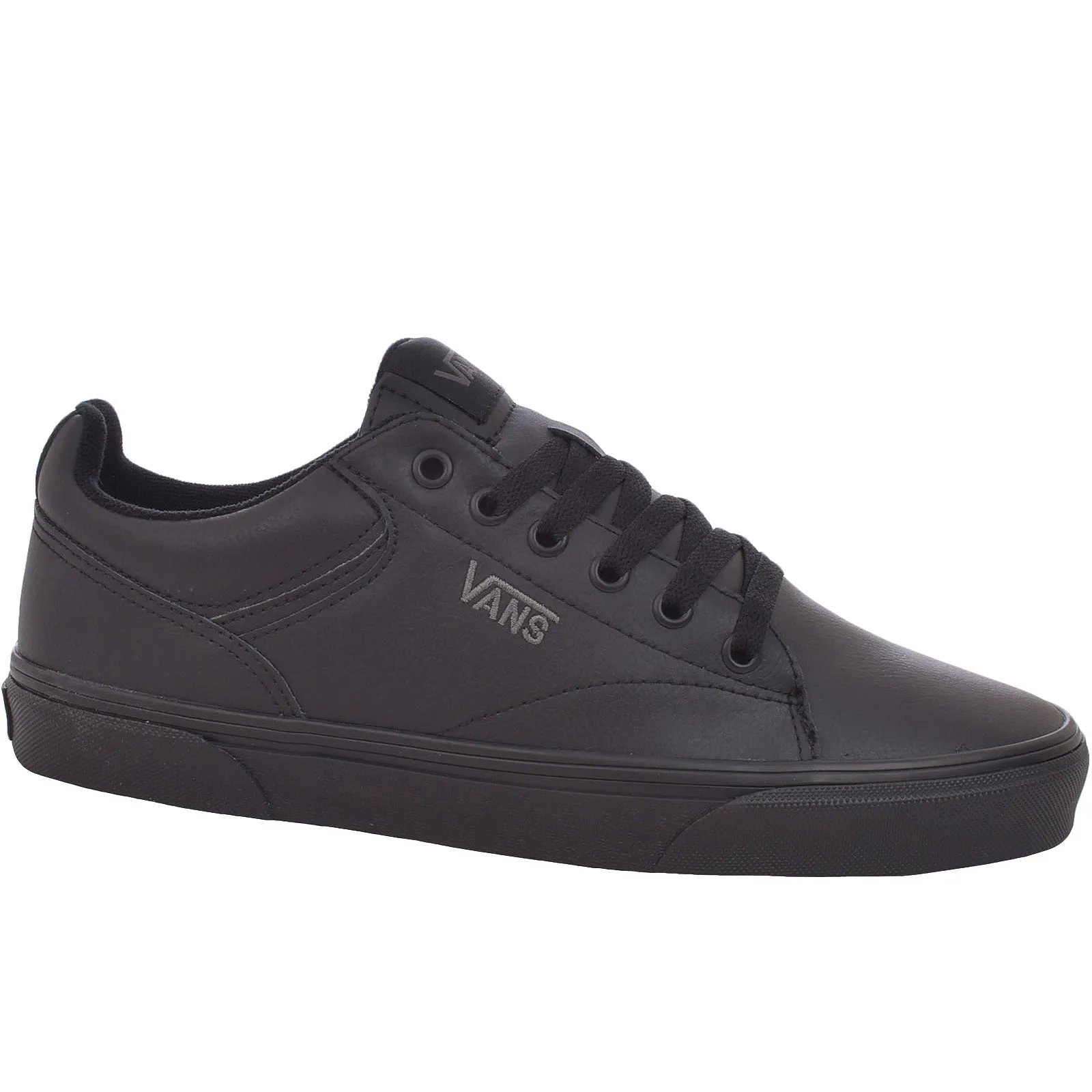Vans Mens Seldan Tumbled Leather Trainers - Black