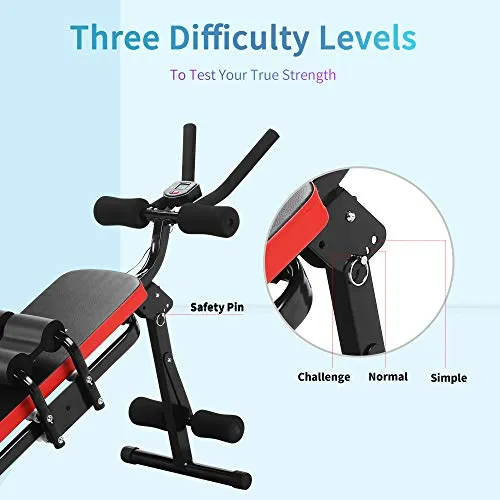 Wesfital AB Workout equipment Sit Up Bench Abdominal Trainer Full Body Strength training Home Gym Fitness Machine for Thighs, Glutes, Sit-ups With 3 difficulty Levels And Digital Display