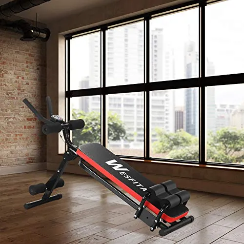 Wesfital AB Workout equipment Sit Up Bench Abdominal Trainer Full Body Strength training Home Gym Fitness Machine for Thighs, Glutes, Sit-ups With 3 difficulty Levels And Digital Display