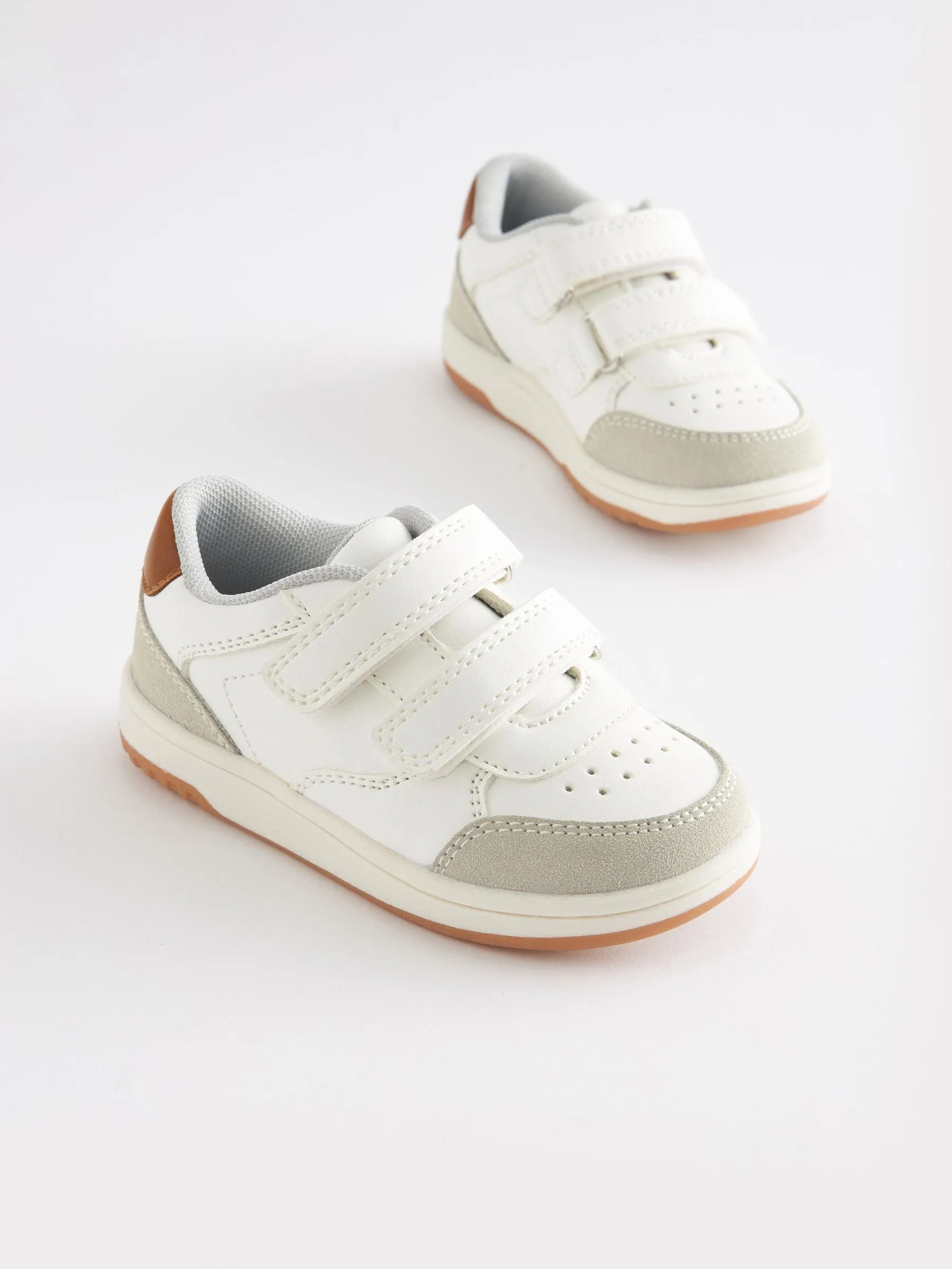 White Two Strap Touch Fastening Smart Trainers