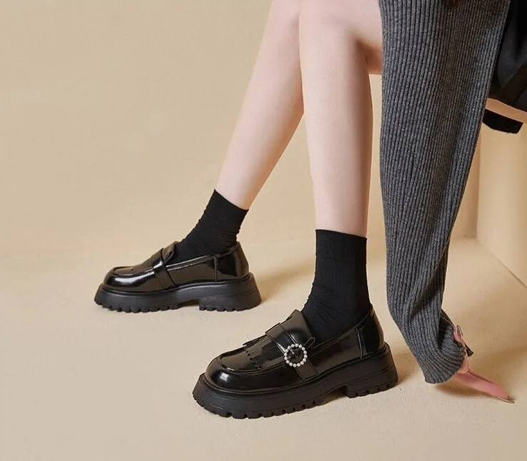 Women Genuine Leather Casual Thick-soled Shoes