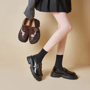 Women Genuine Leather Casual Thick-soled Shoes