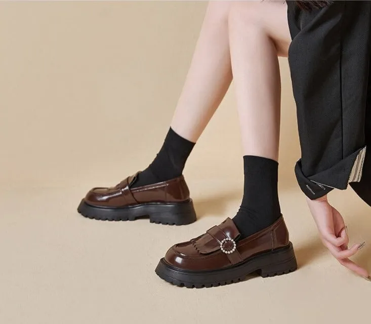Women Genuine Leather Casual Thick-soled Shoes