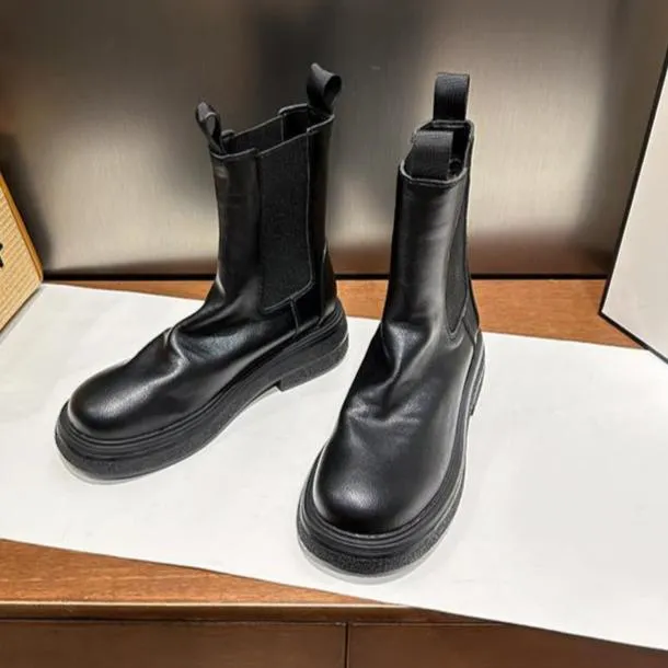 Women's Platform Chelsea Boots Elastic Distressed Chunky Boots