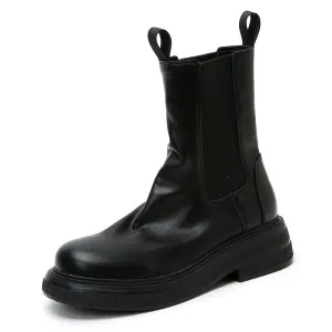 Women's Platform Chelsea Boots Elastic Distressed Chunky Boots