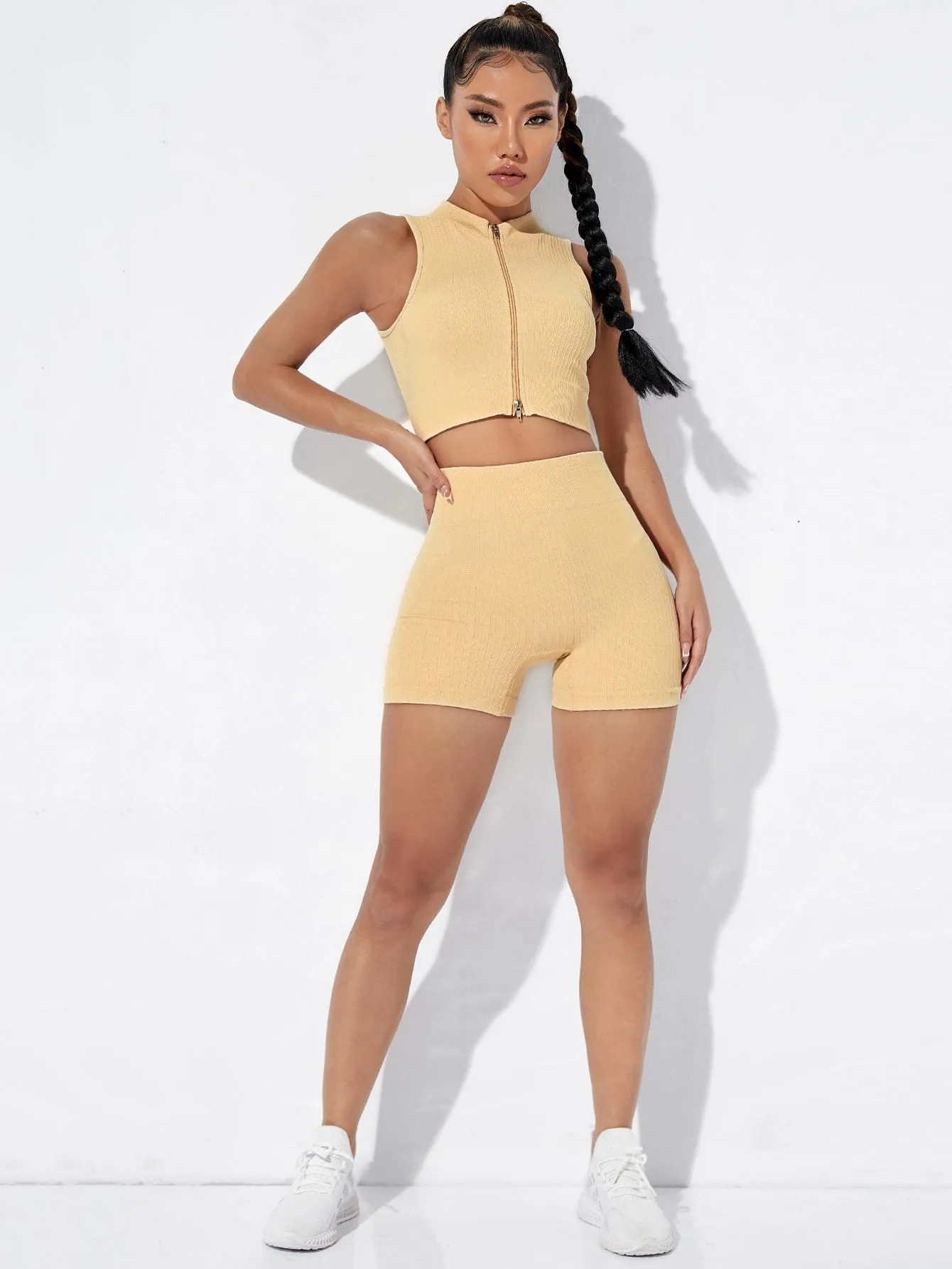 Zipper Front Scrunch Butt Sports Set