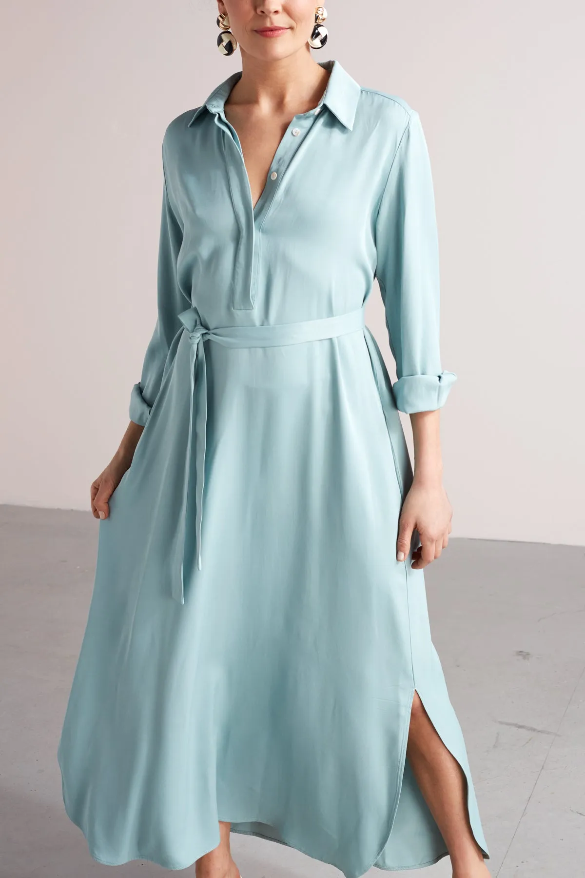 ZUMA A silhouette midi shirt dress in dusty blue
