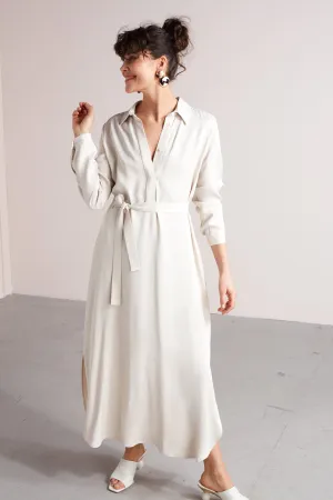 ZUMA A silhouette midi shirt dress in pearl white